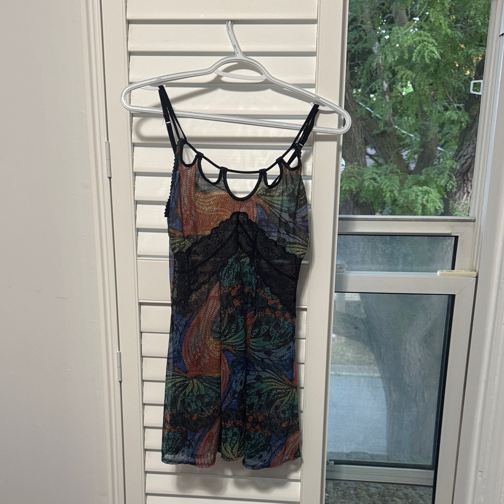 Multicolor Lace Trim Babydoll